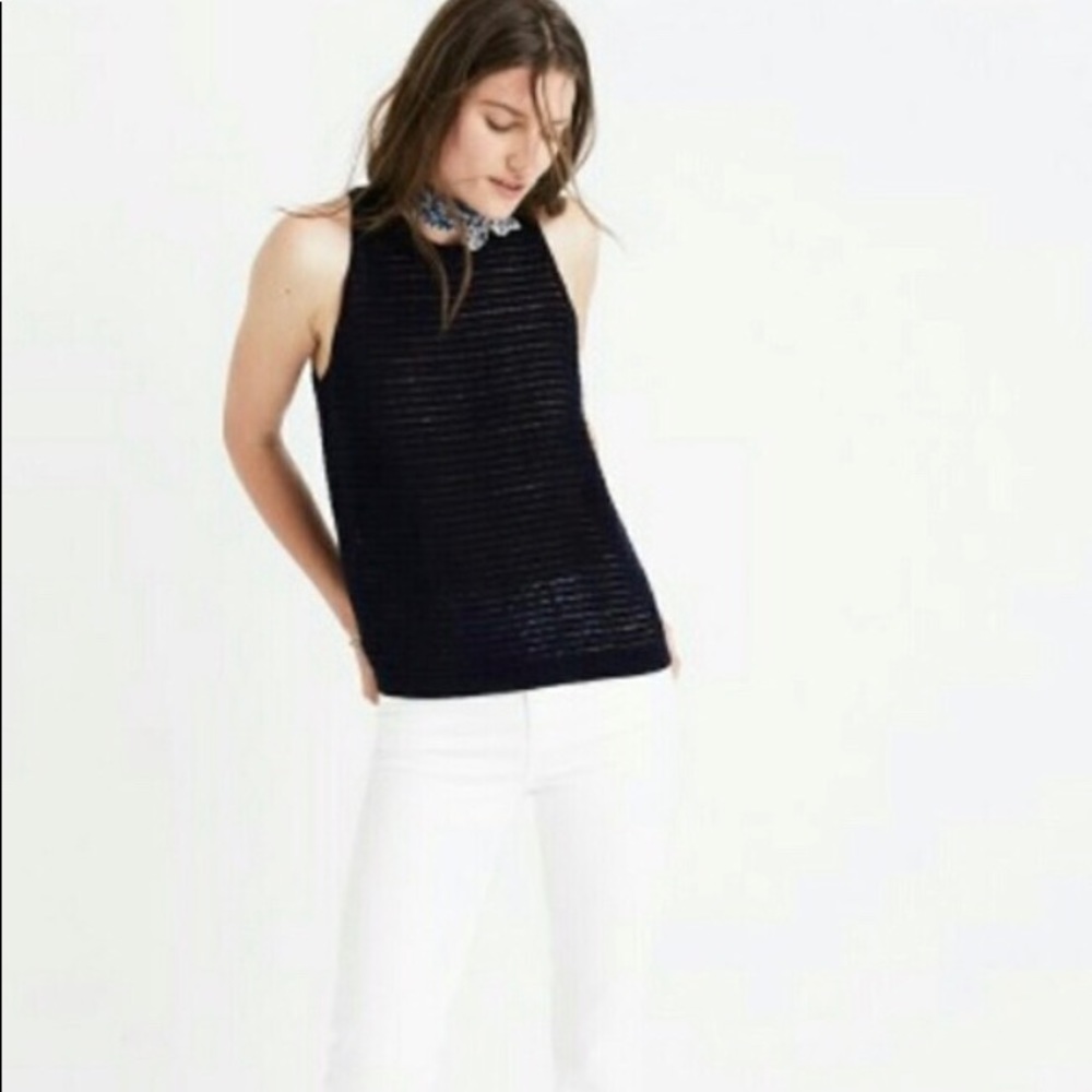 Madewell open stitch tank navy festival
